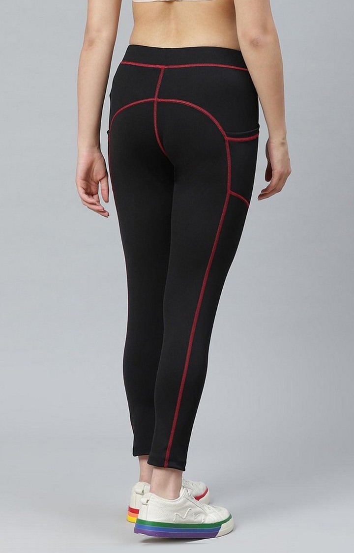 Women's  Black Solid Polyester Tights