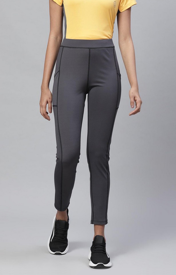 CHKOKKO | Women's  Grey Solid Polyester Tights
