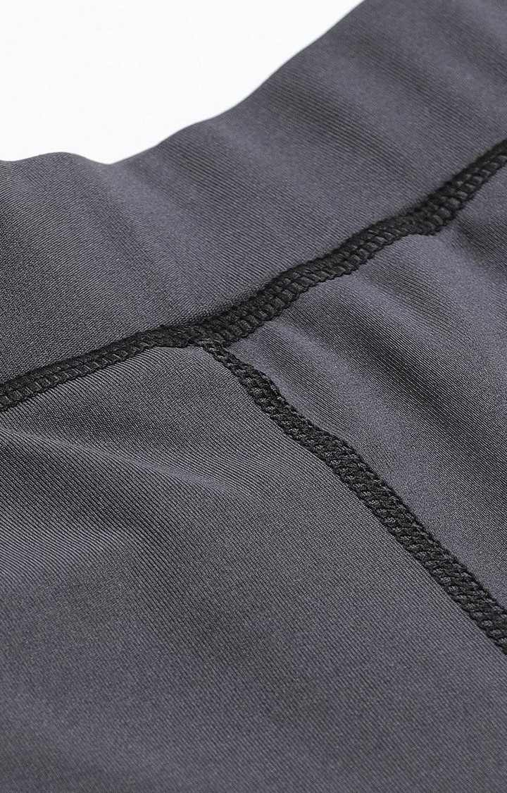Women's  Grey Solid Polyester Tights