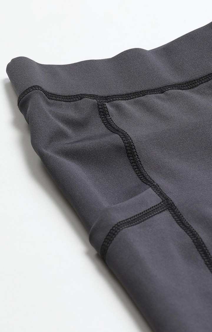 Women's  Grey Solid Polyester Tights