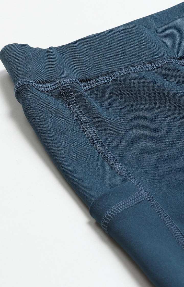 Women's  Blue Solid Polyester Tights