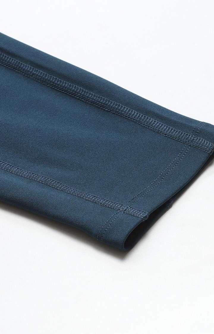 Women's  Blue Solid Polyester Tights