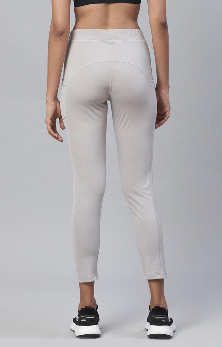 Women's  Grey Solid Polyester Tights