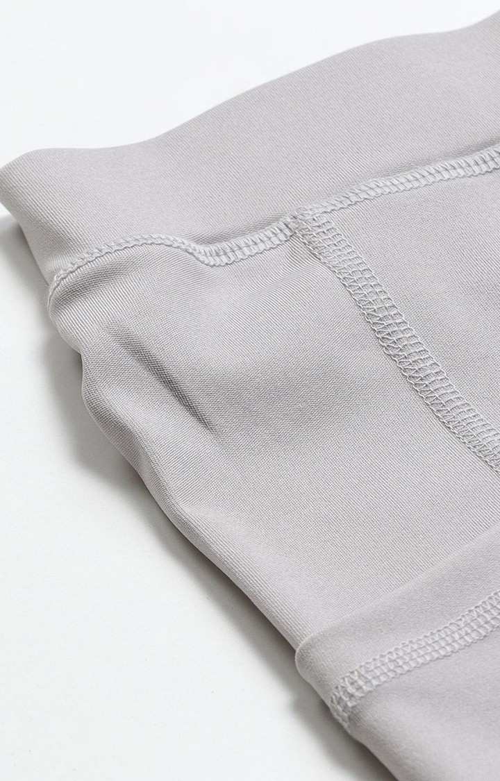 Women's  Grey Solid Polyester Tights