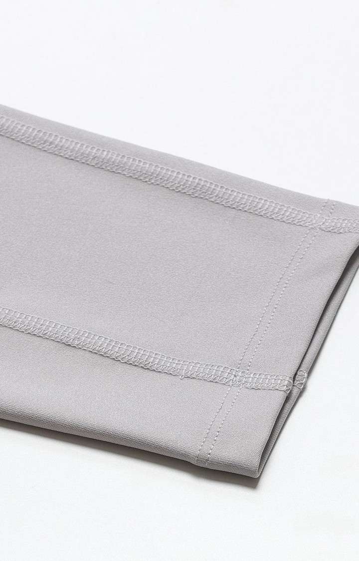 Women's  Grey Solid Polyester Tights
