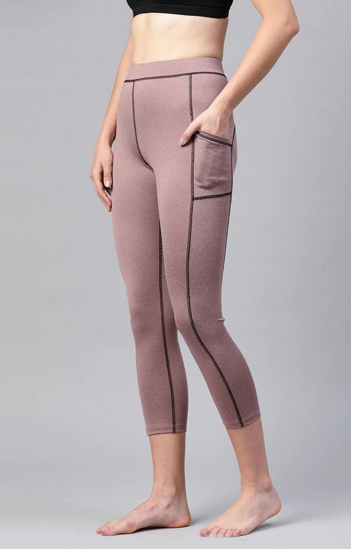 Women's  Red Solid Polyester Tights
