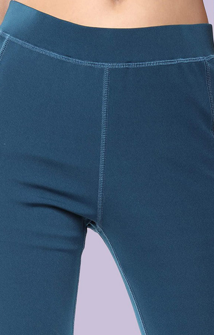 Women's  Blue Solid Polyester Tights