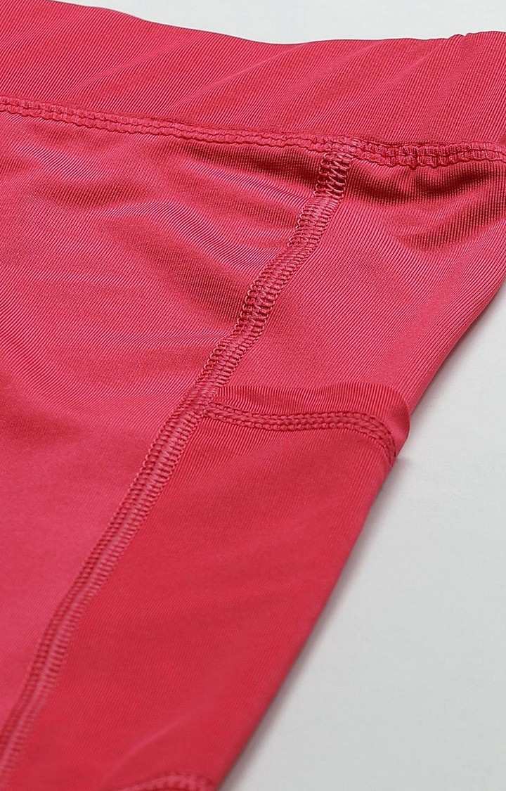 Women's  Pink Solid Polyester Tights