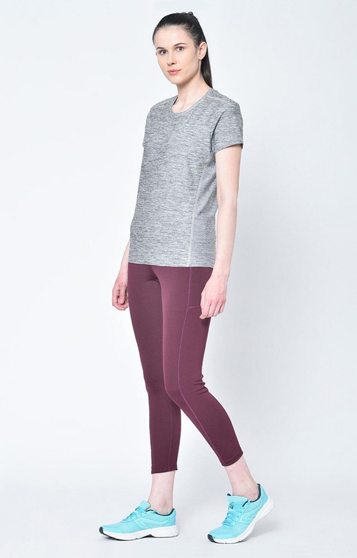 Women's  Red Solid Polyester Tights