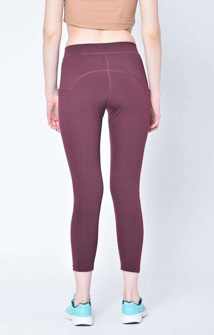 Women's  Red Solid Polyester Tights