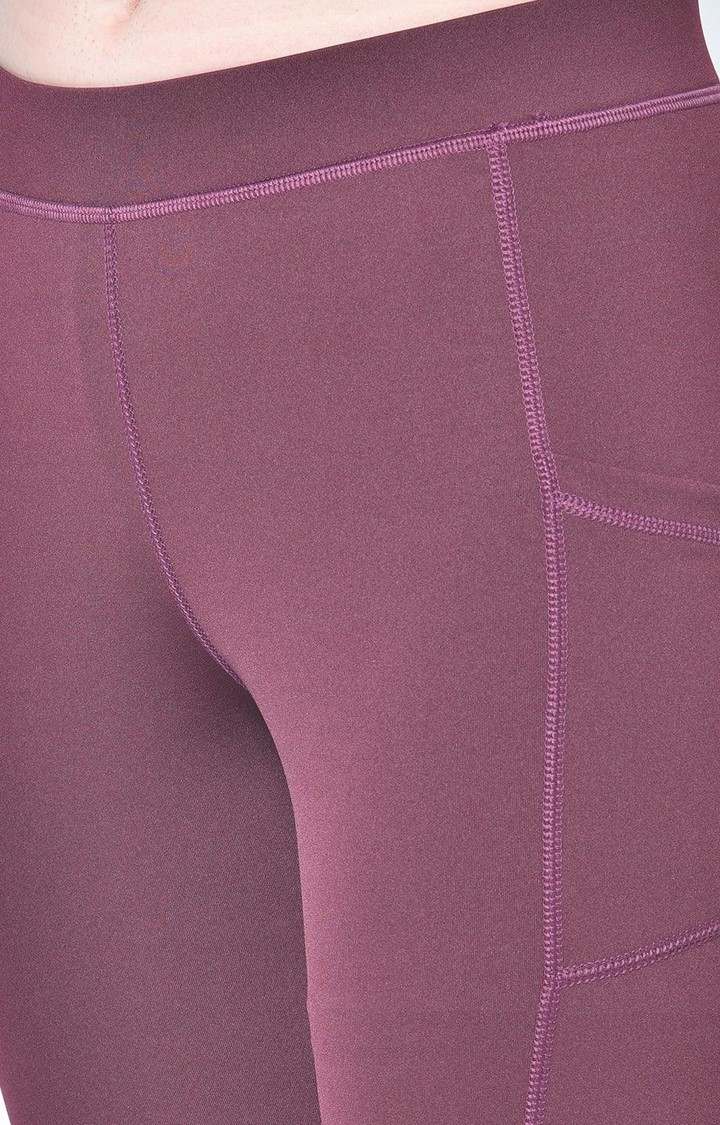 Women's  Red Solid Polyester Tights
