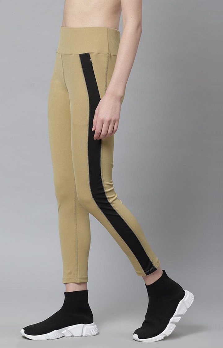 Women's  Brown Solid Polyester Tights