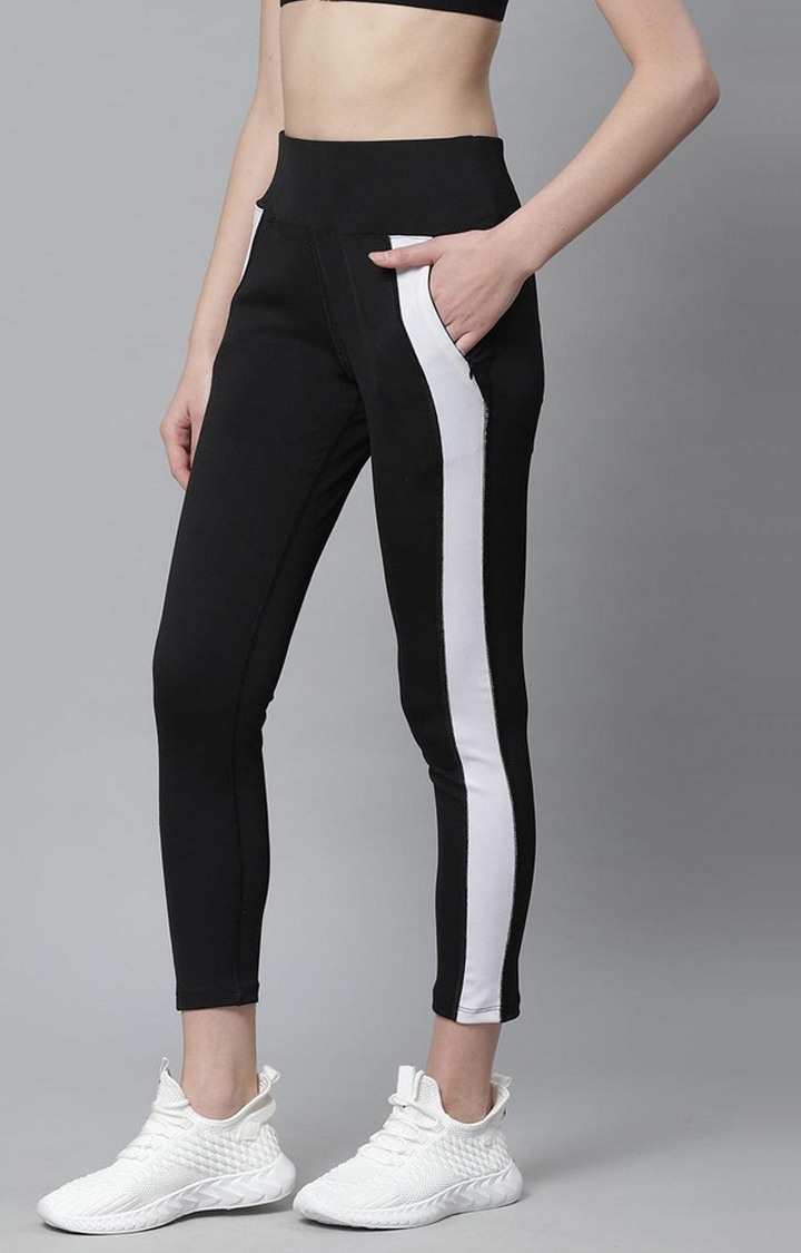 Women's  White Solid Polyester Tights