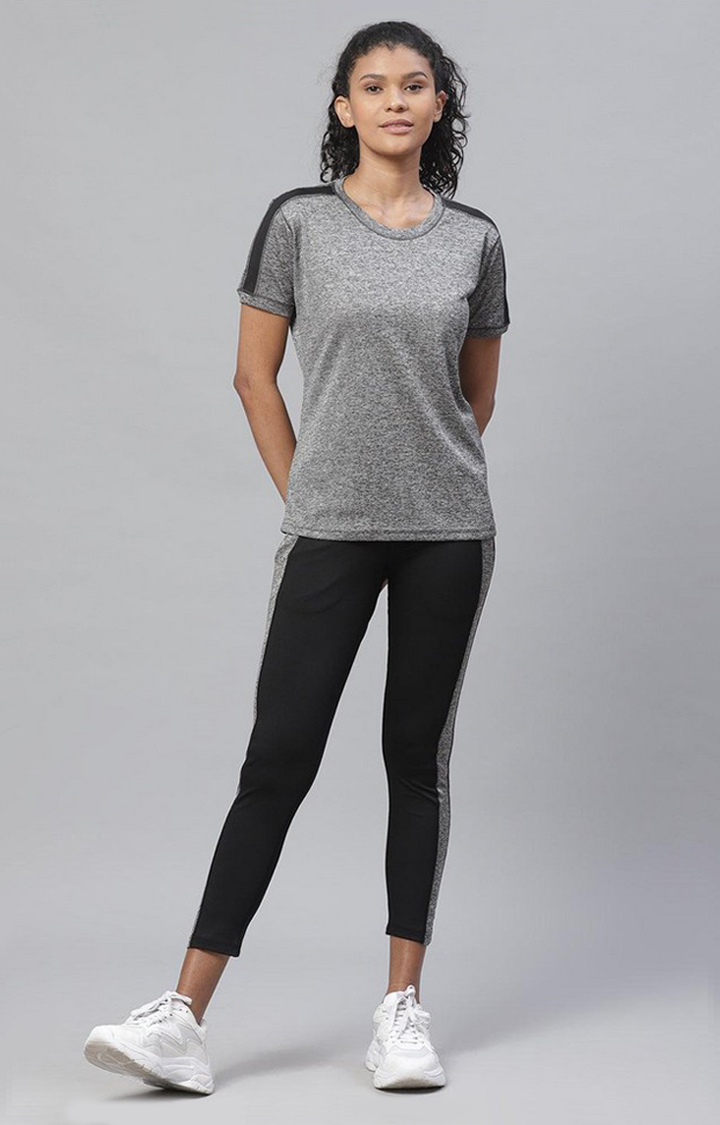 Women's  Black Solid Polyester Tights