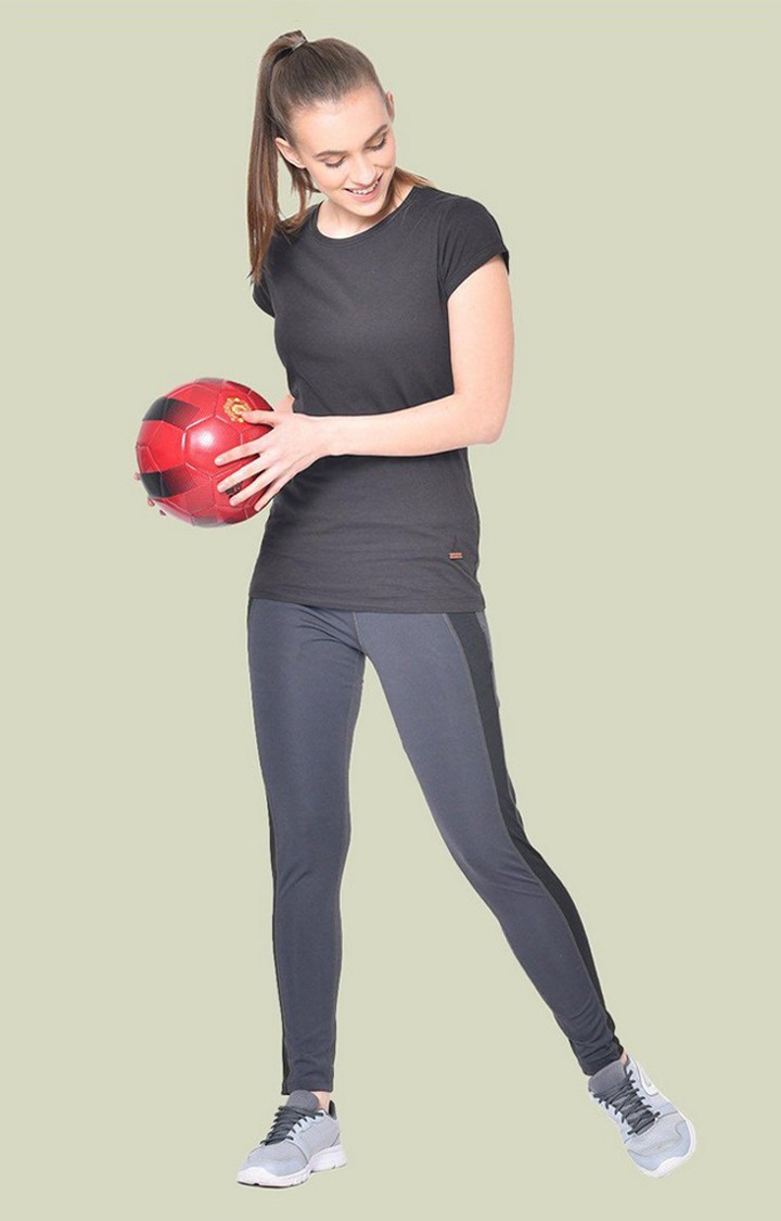 Women's  Black Solid Polyester Tights