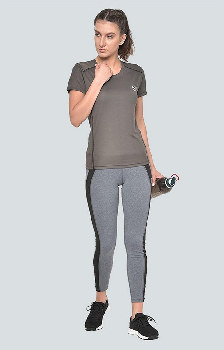 Women's  Green Solid Polyester Tights