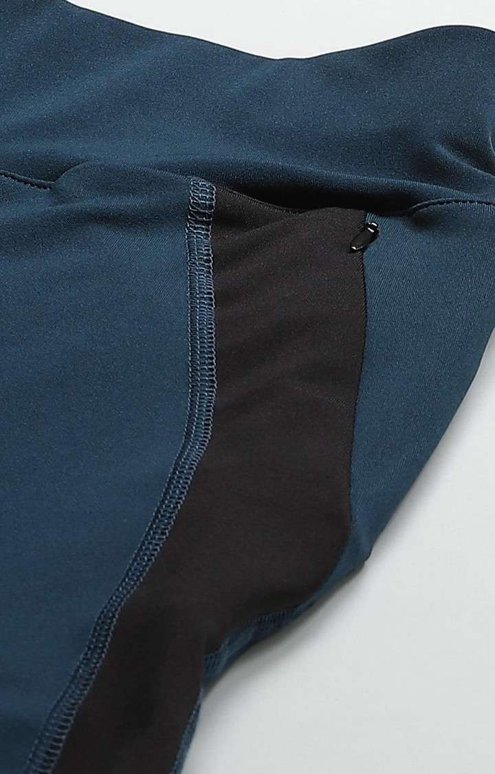 Women's  Blue Solid Polyester Tights