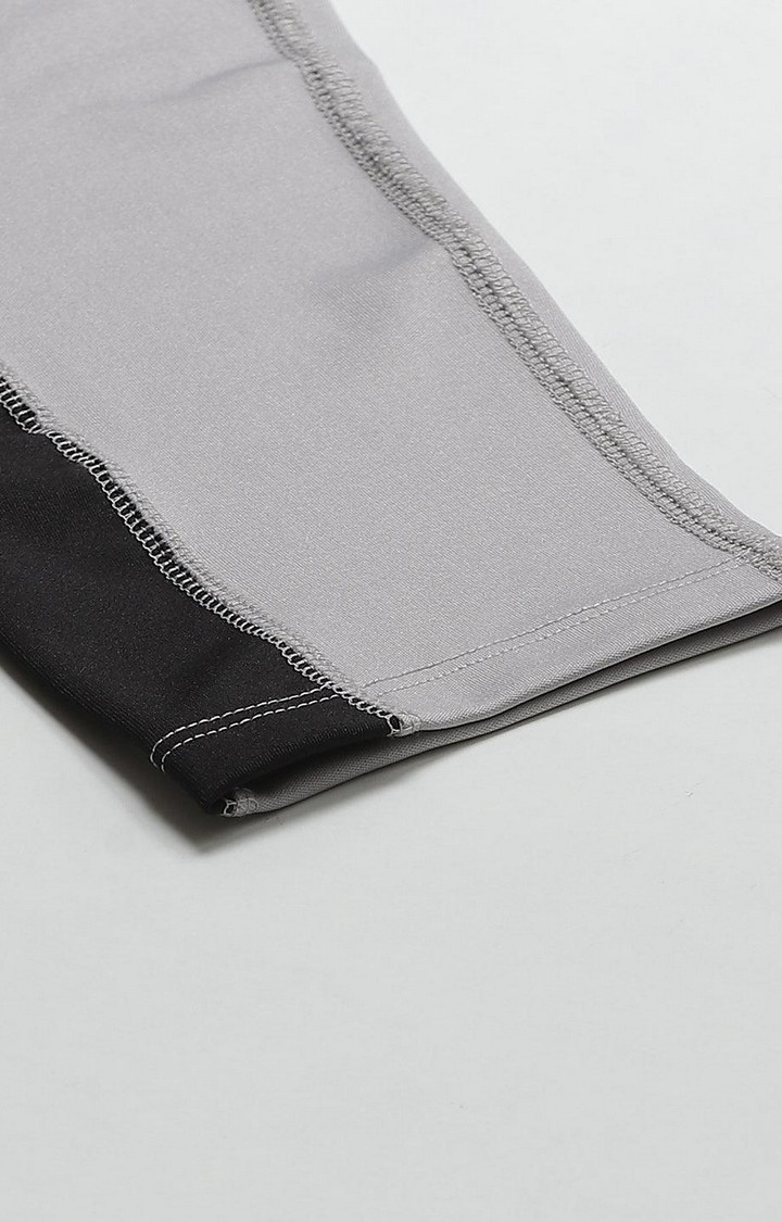 Women's  Grey Solid Polyester Tights