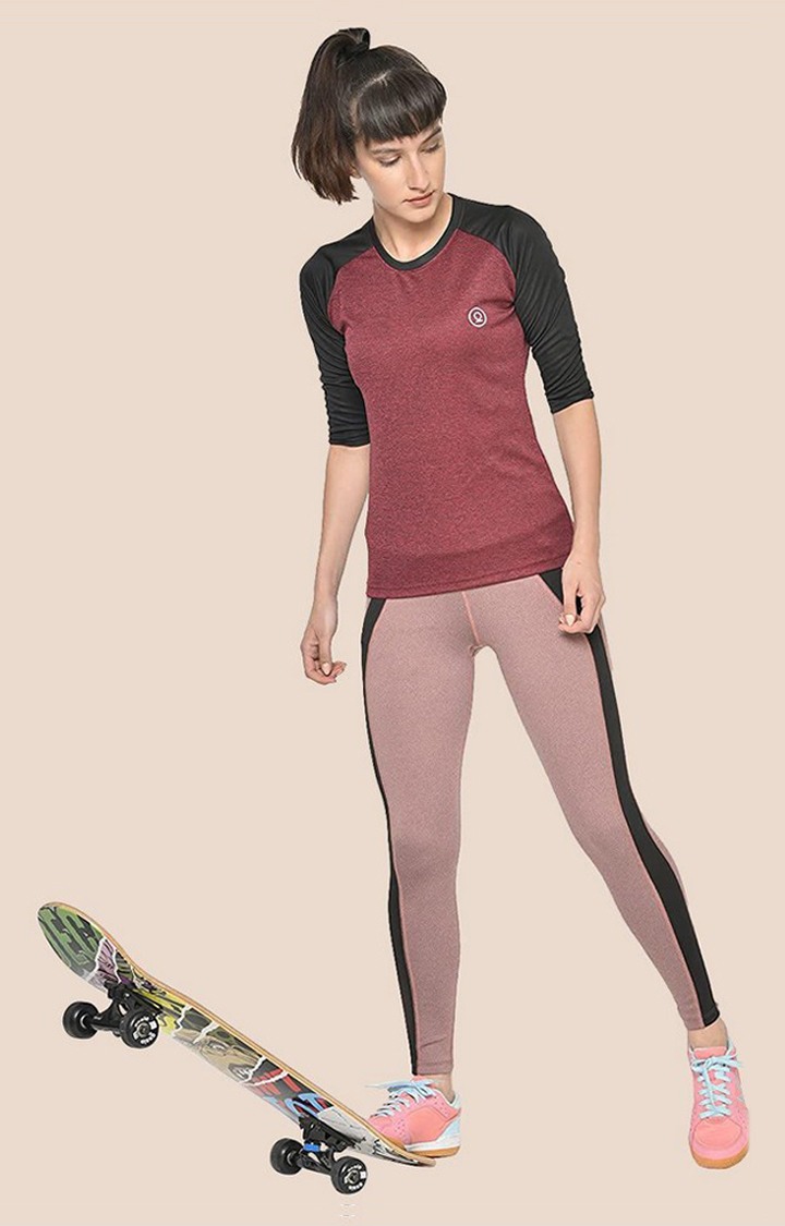 Women's  Red Solid Polyester Tights