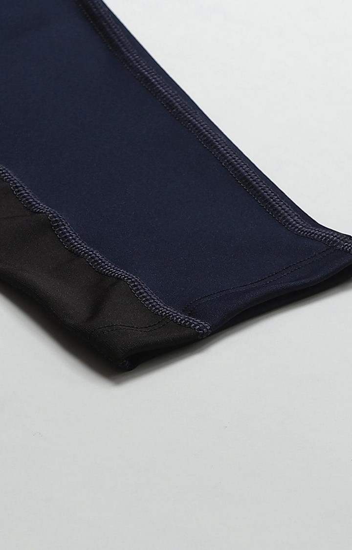 Women's  Blue Solid Polyester Tights