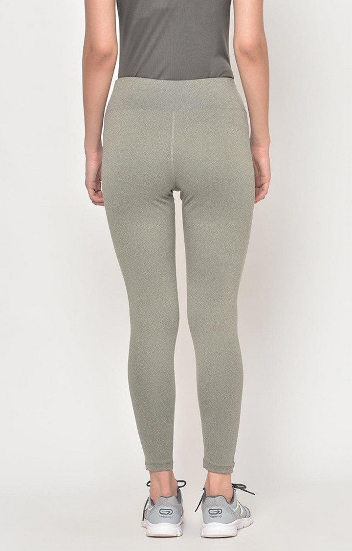 Women's  Green Solid Polyester Tights