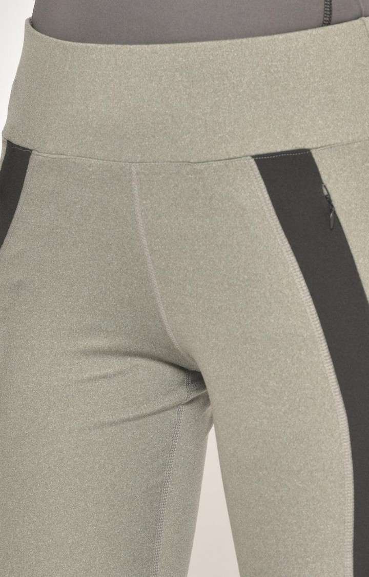 Women's  Green Solid Polyester Tights