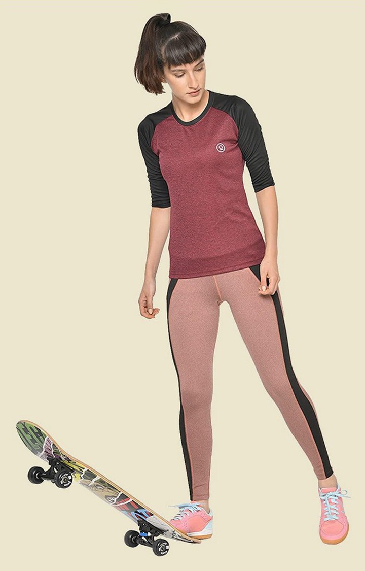Women's  Brown Solid Polyester Tights