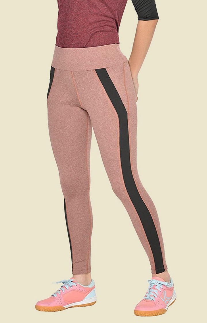 Women's  Brown Solid Polyester Tights