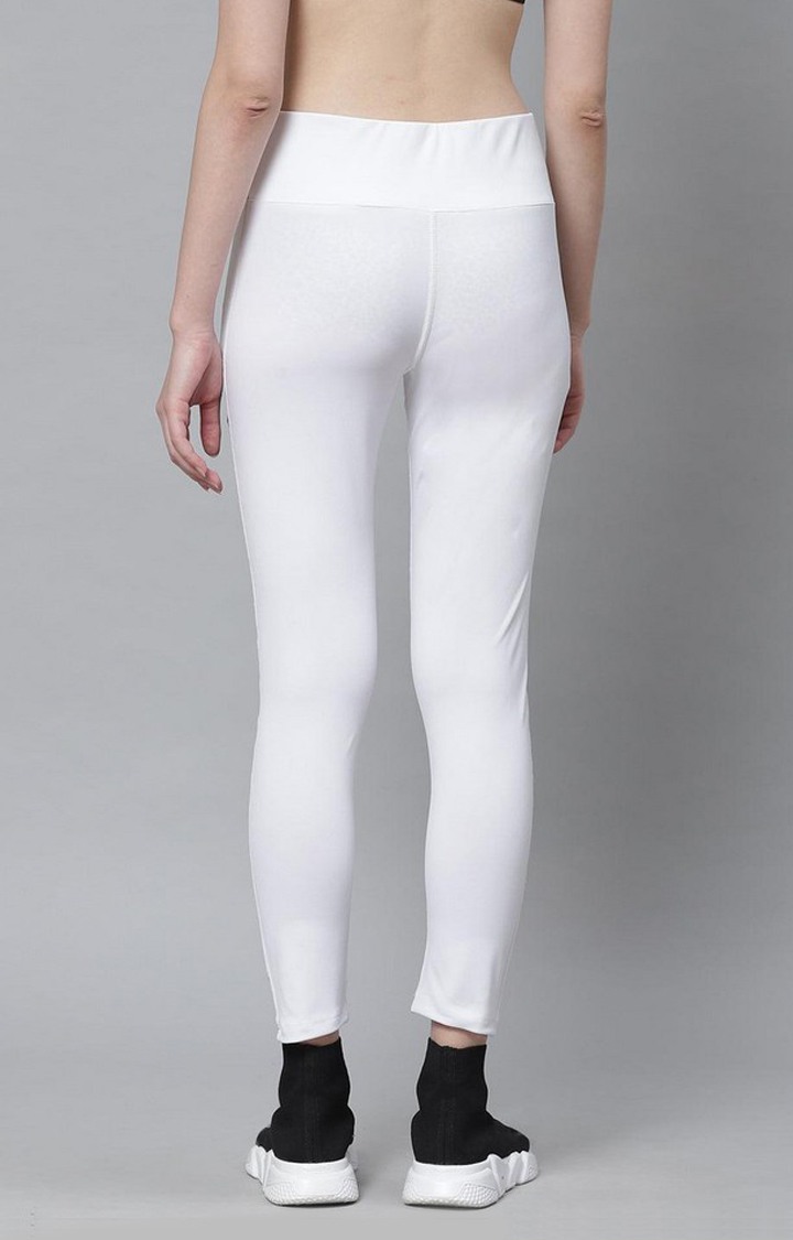 Women's  White Solid Polyester Tights