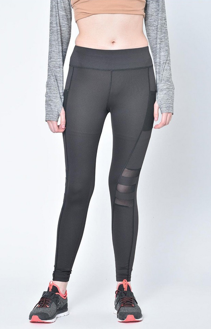 CHKOKKO | Women's  Black Solid Polyester Tights