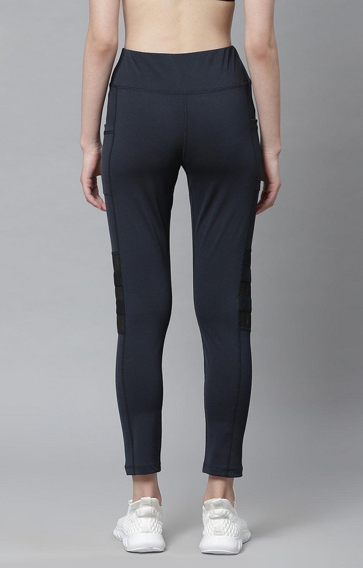 Women's  Grey Solid Polyester Tights