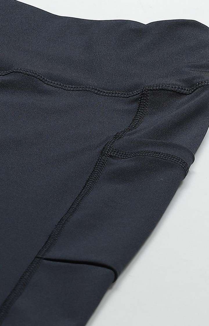 Women's  Grey Solid Polyester Tights