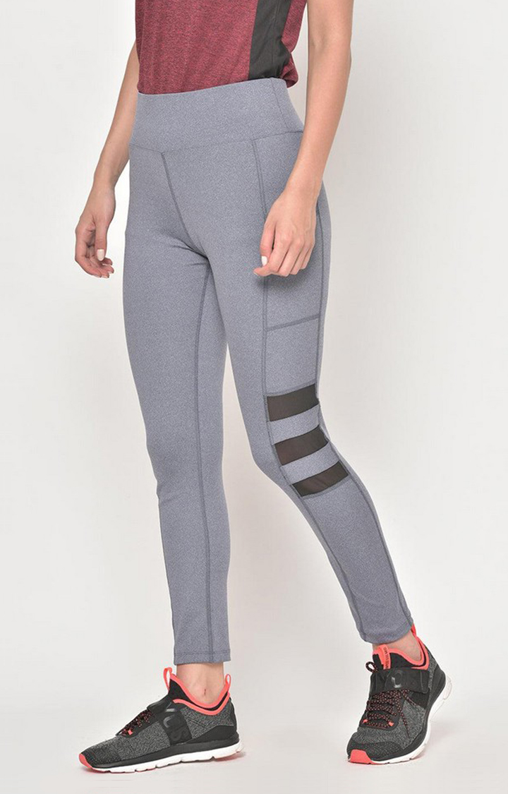 Women's  Blue Solid Polyester Tights