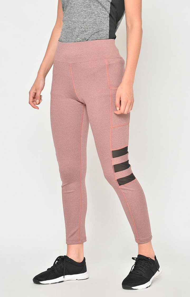 Women's  Red Solid Polyester Tights