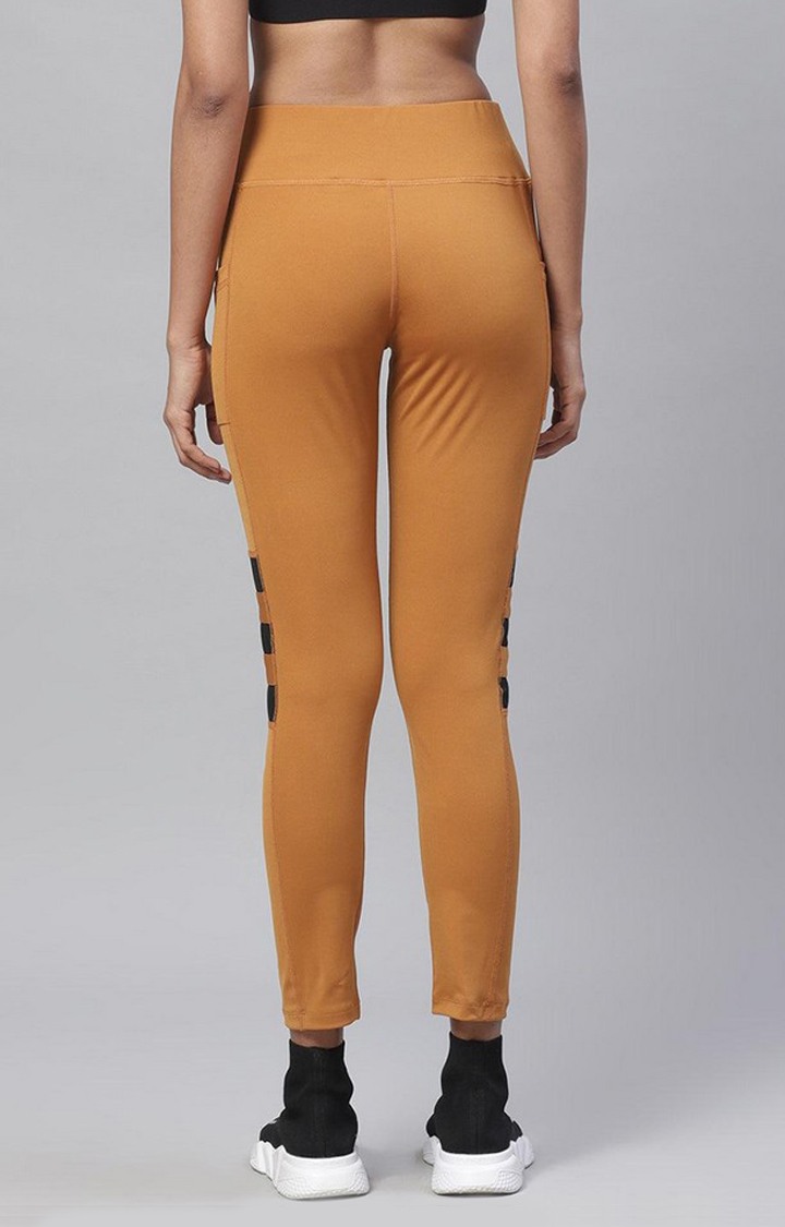 Women's  Yellow Solid Polyester Tights