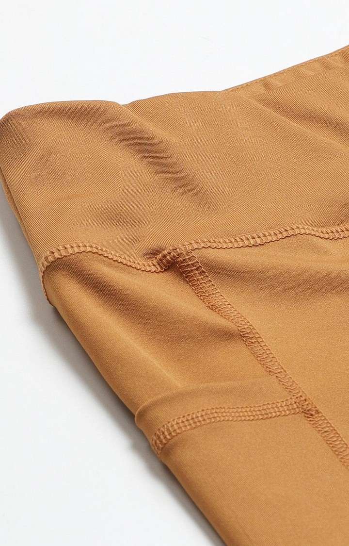 Women's  Yellow Solid Polyester Tights