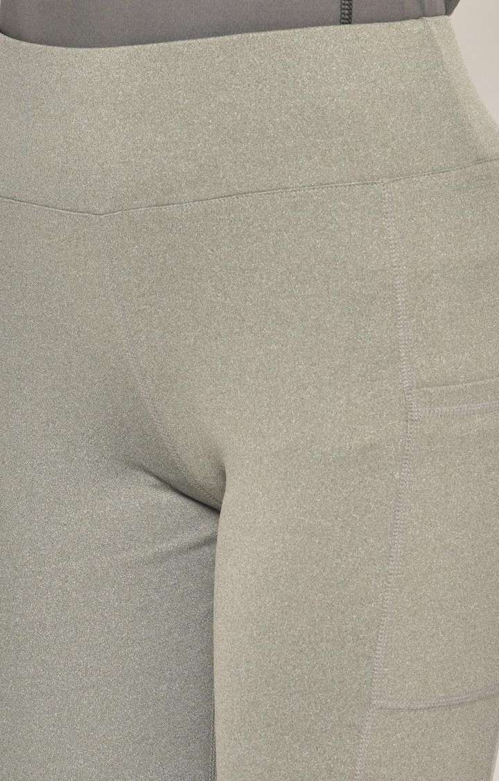 Women's  Green Solid Polyester Tights