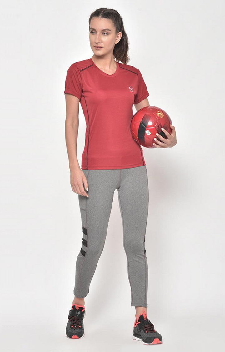 Women's  Grey Solid Polyester Tights