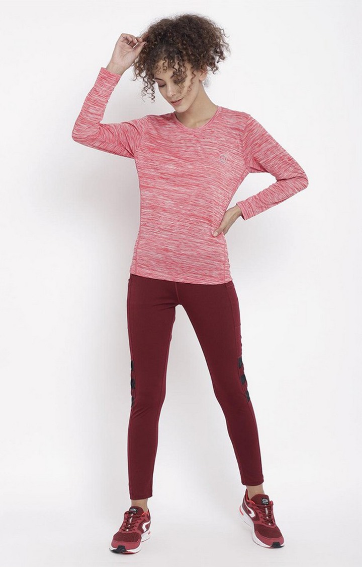 Women's  Red Solid Polyester Tights