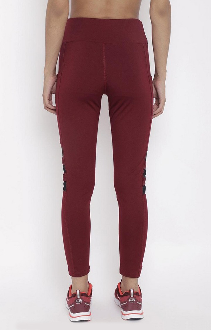 Women's  Red Solid Polyester Tights