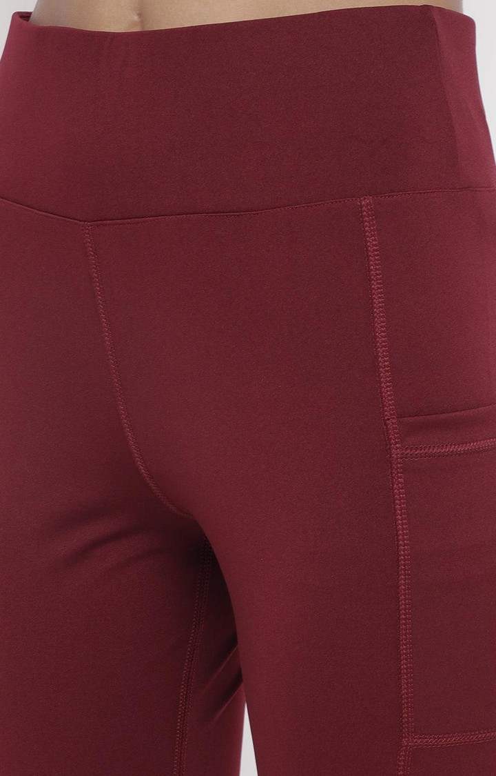 Women's  Red Solid Polyester Tights