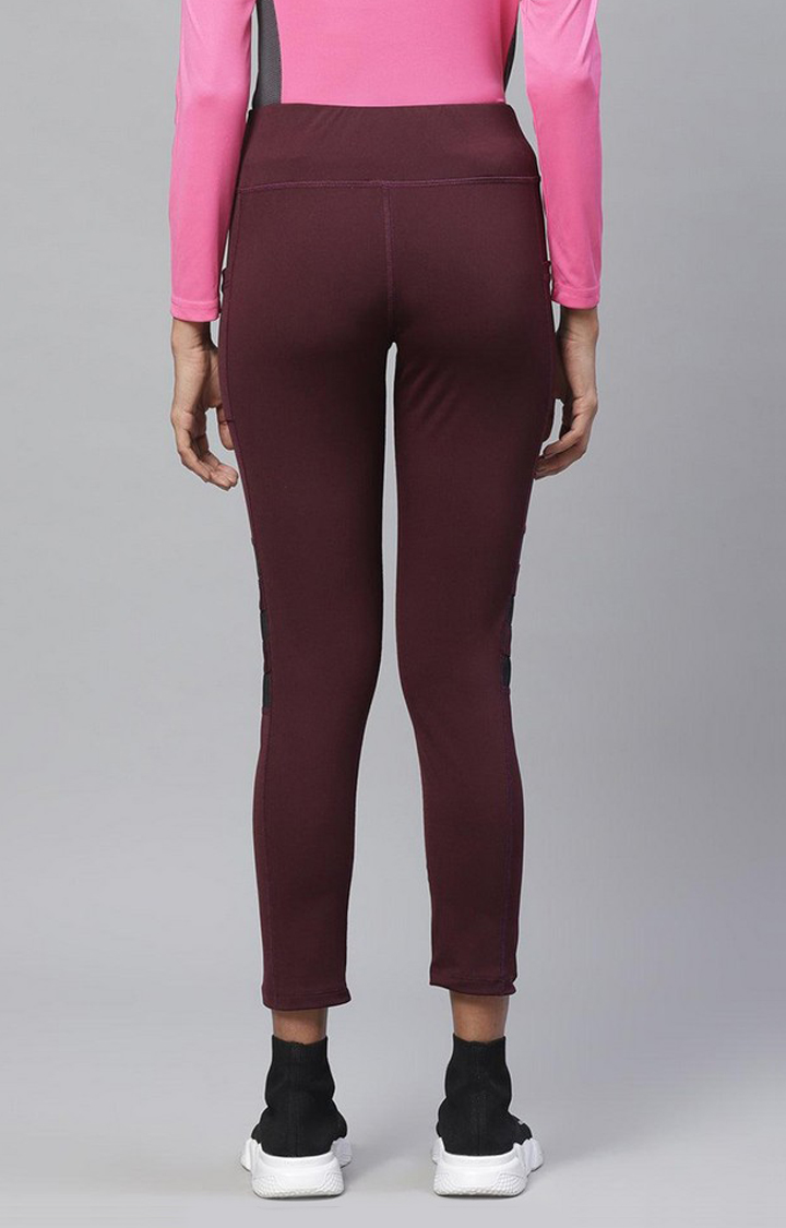 Women's  Red Solid Polyester Tights