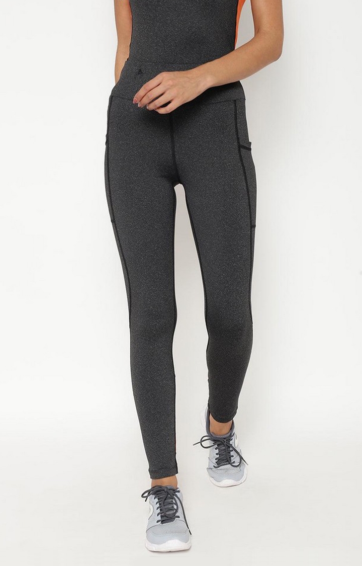 CHKOKKO | Women's  Grey Solid Polyester Tights
