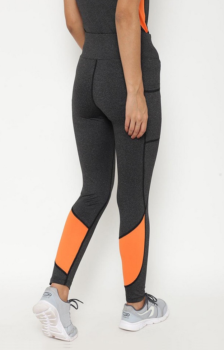 Women's  Grey Solid Polyester Tights
