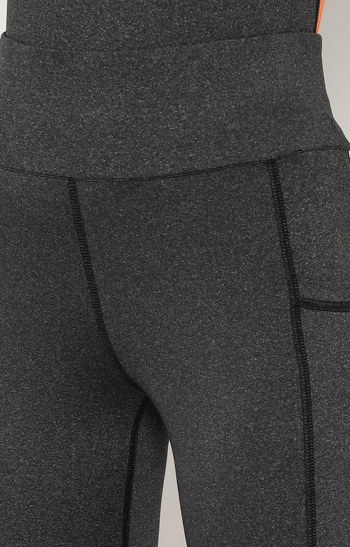 Women's  Grey Solid Polyester Tights