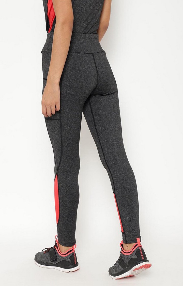 Women's  Grey Solid Polyester Tights