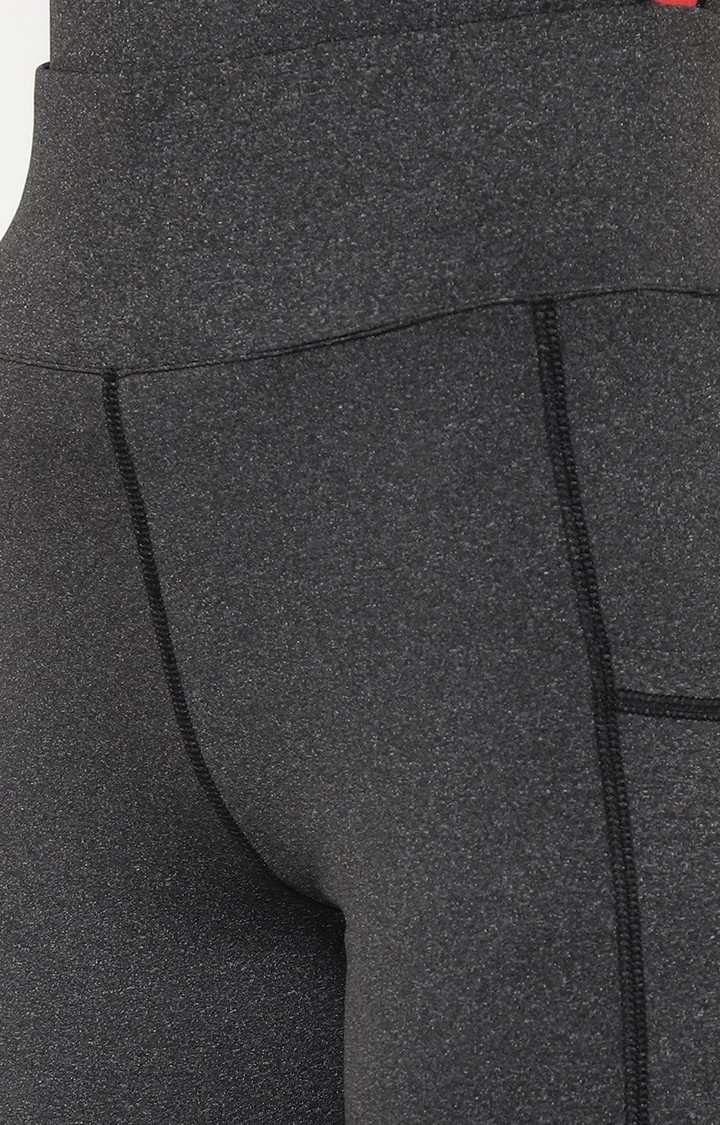 Women's  Grey Solid Polyester Tights