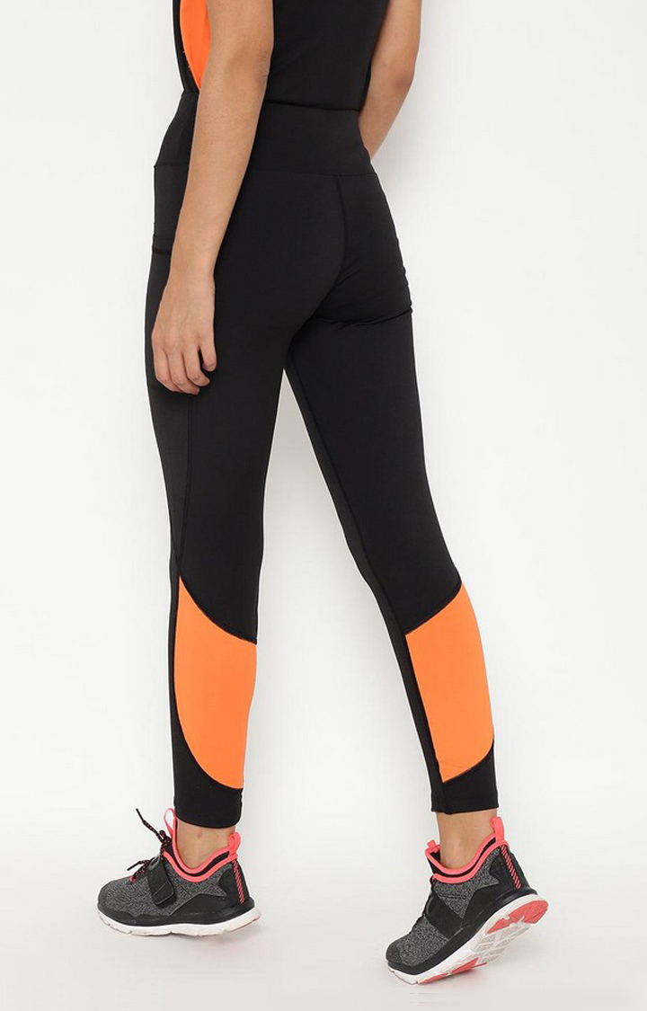 Women's  Black Solid Polyester Tights
