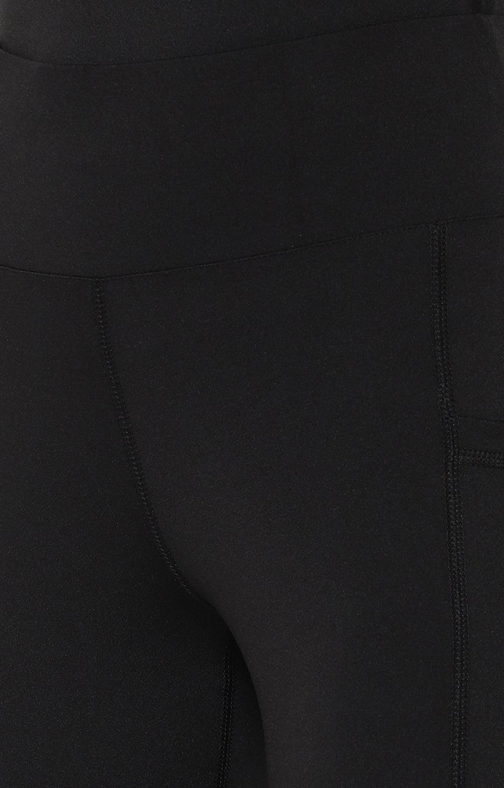 Women's  Black Solid Polyester Tights