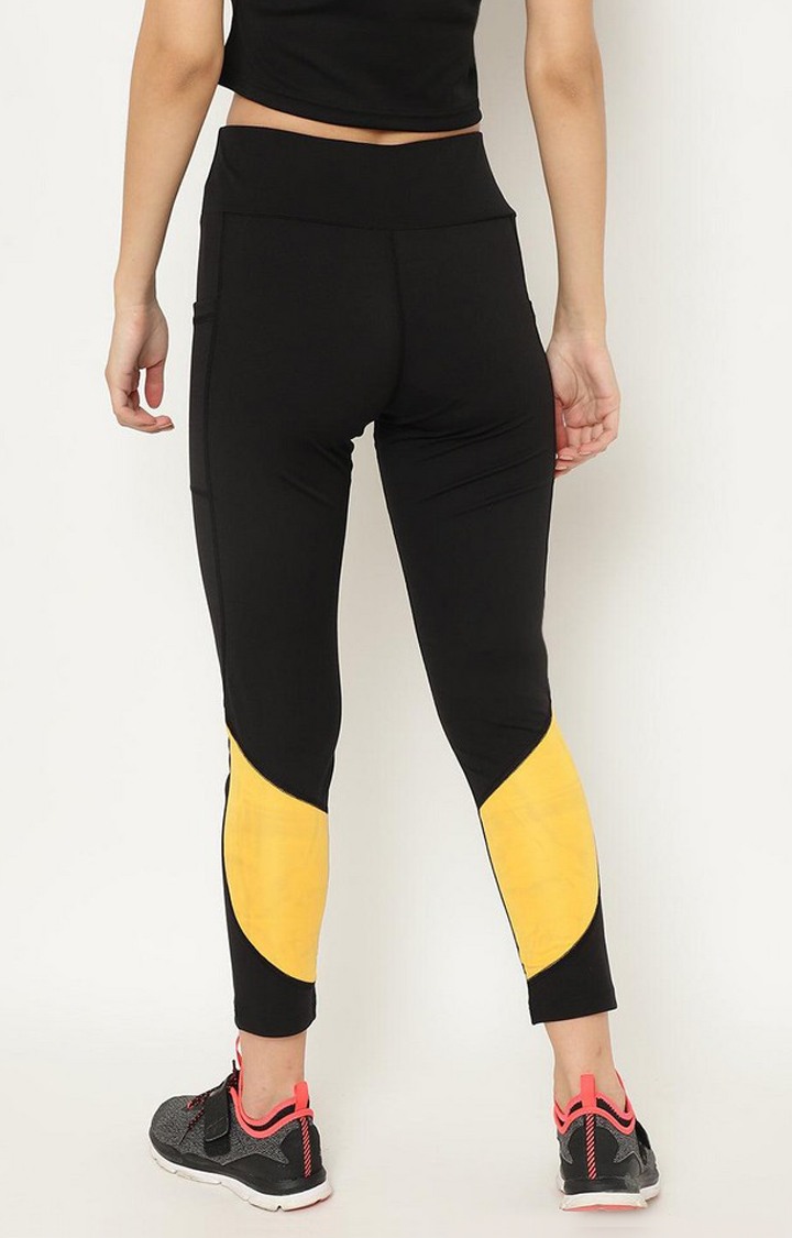 Women's  Black Solid Polyester Tights